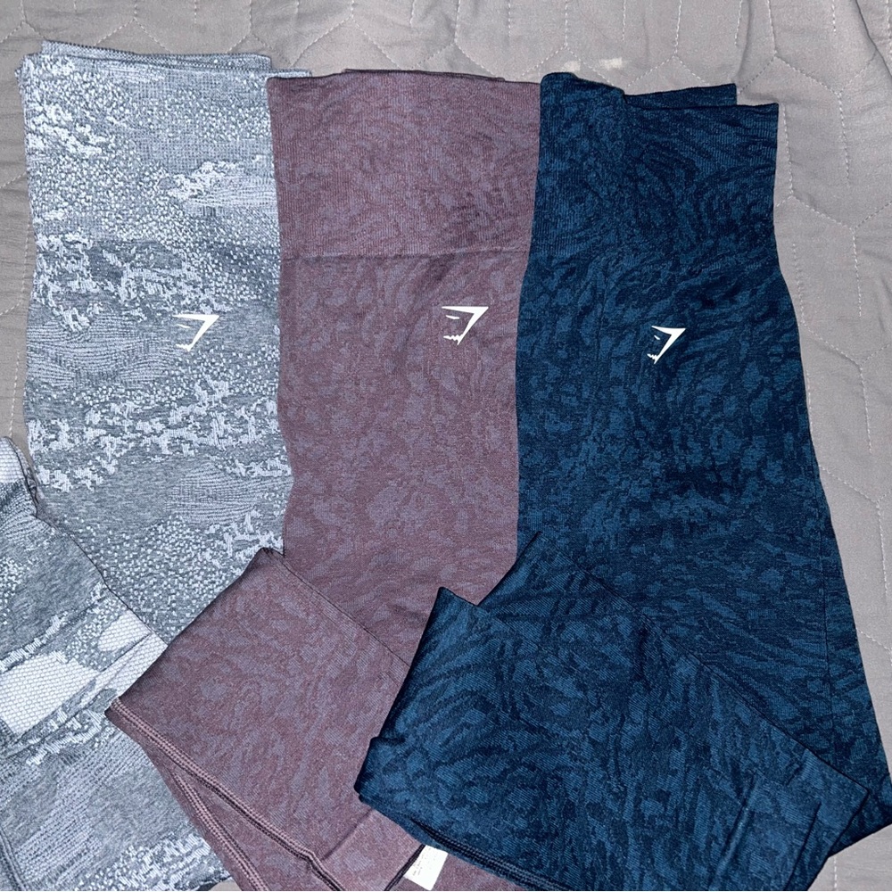 Gymshark Women's Leggings - Gray, Purple, Blue